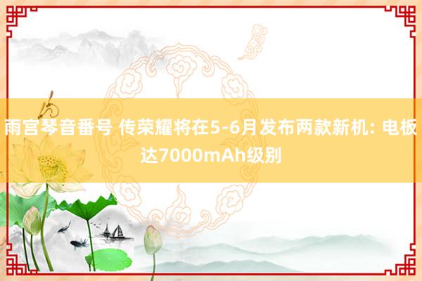雨宫琴音番号 传荣耀将在5-6月发布两款新机: 电板达7000mAh级别