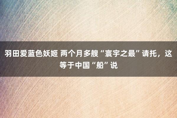 羽田爱蓝色妖姬 两个月多艘“寰宇之最”请托，这等于中国“船”说