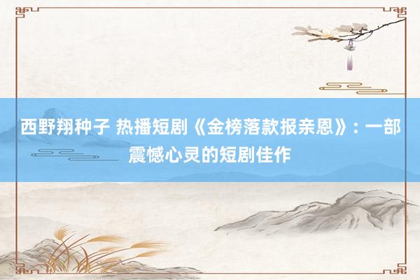 西野翔种子 热播短剧《金榜落款报亲恩》: 一部震憾心灵的短剧佳作