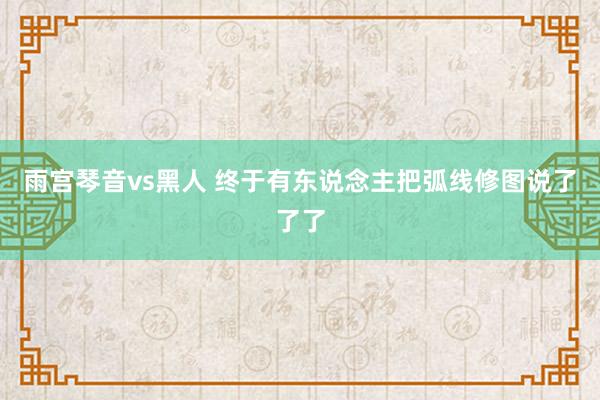 雨宫琴音vs黑人 终于有东说念主把弧线修图说了了了
