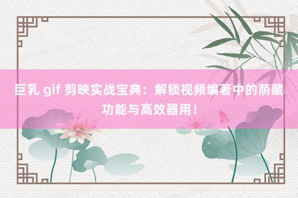 巨乳 gif 剪映实战宝典：解锁视频编著中的荫藏功能与高效器用！