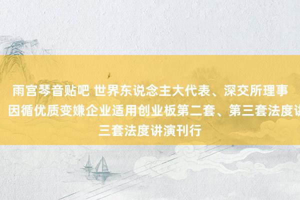 雨宫琴音贴吧 世界东说念主大代表、深交所理事长沙雁：因循优质变嫌企业适用创业板第二套、第三套法度讲演刊行